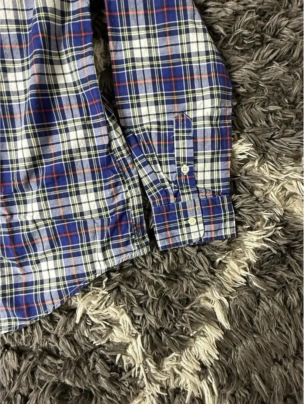 Polo Ralph Lauren Shirt Natural Stretch XL 18-20 Long Sleeve Plaid Blue Button